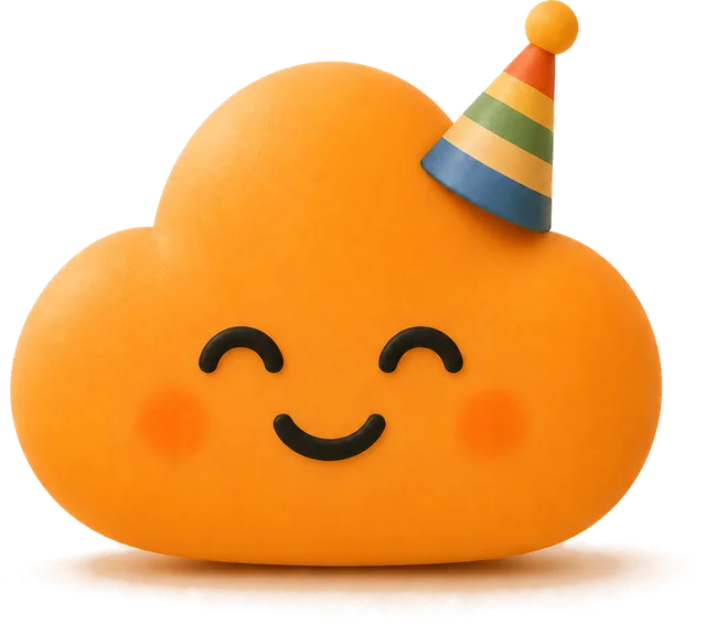 La mascotte de CozyMind qui lance des confettis