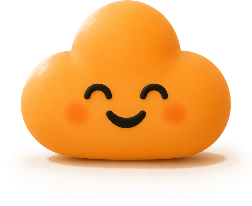 Un nuage heureux, les yeux fermés, tout sourire